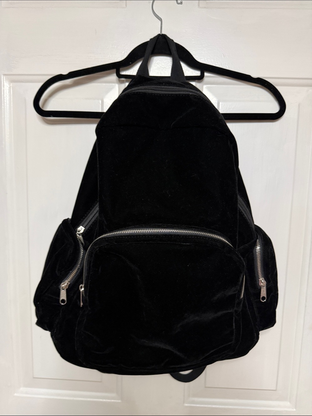 New Arizona Black Velvet Diaper Bag Backpack 18 x 15” side zip pockets